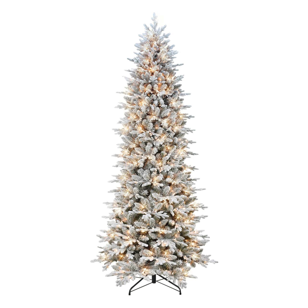 9ft. Pre-Lit Flocked Northern Fir Artificial Christmas Tree, Clear Incandescent Lights
